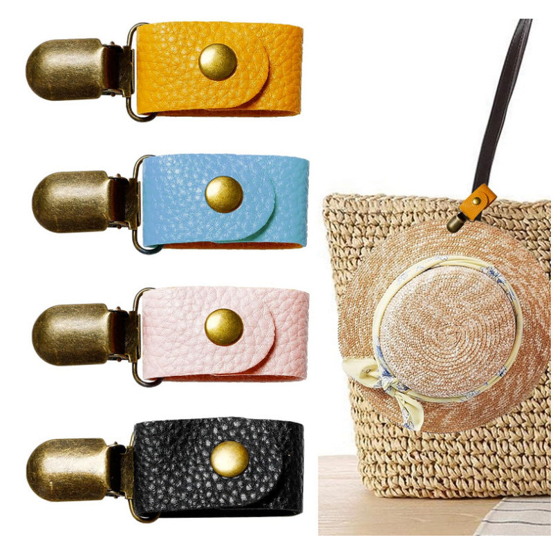 Foliroses™ Artisan Leather Hat Clip – Luxury Anti-Loss Travel Holder & Handbag Pendant