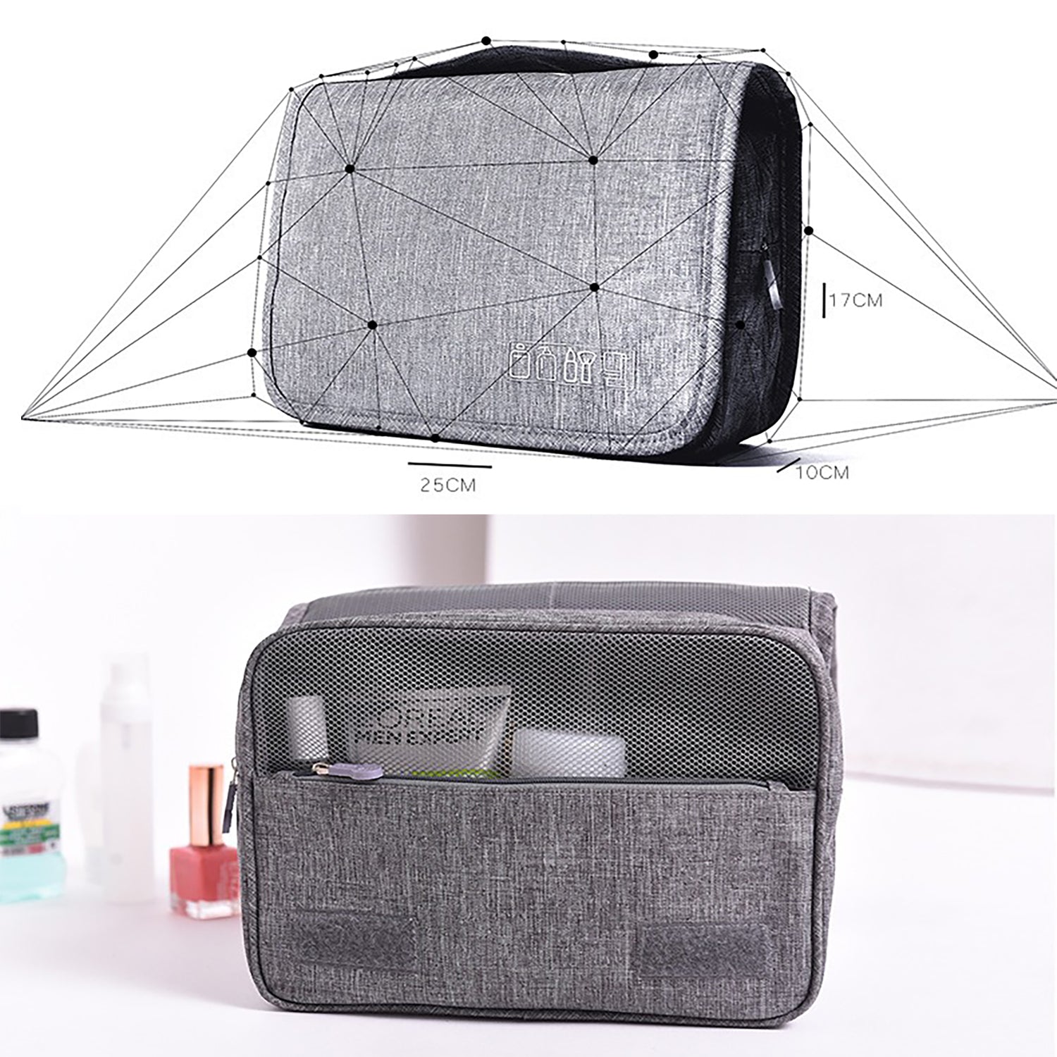 Foliroses™ Grand-Tour Hanging Toiletry Vault – Waterproof Large-Capacity Makeup & Wash Bag
