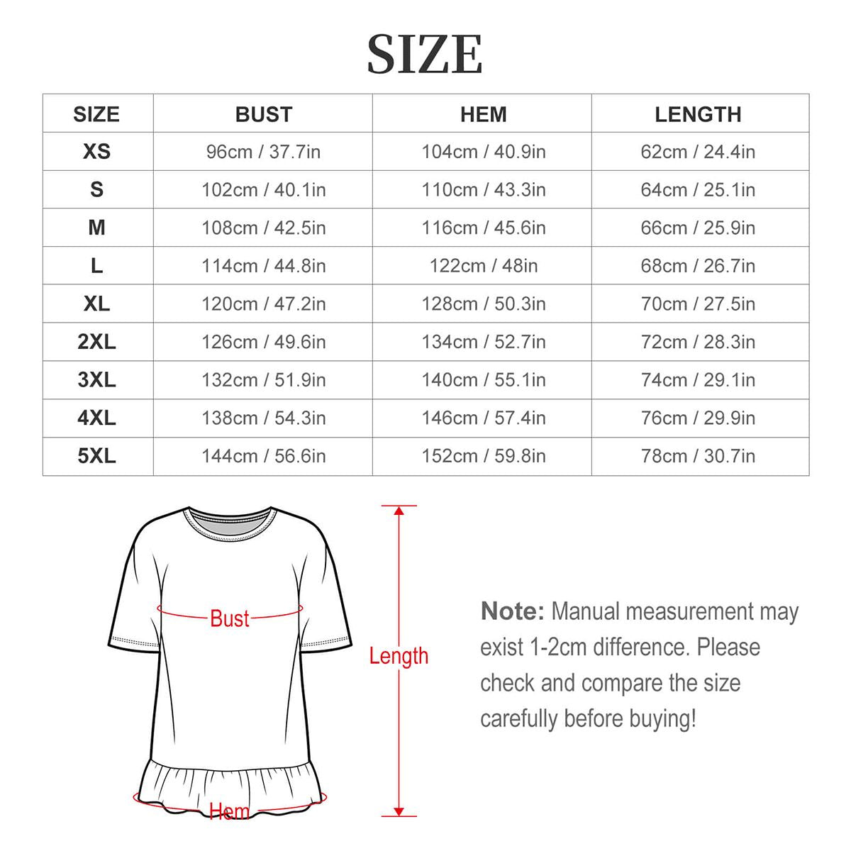 Women's Ruffle Hem Short Sleeve T-shirt